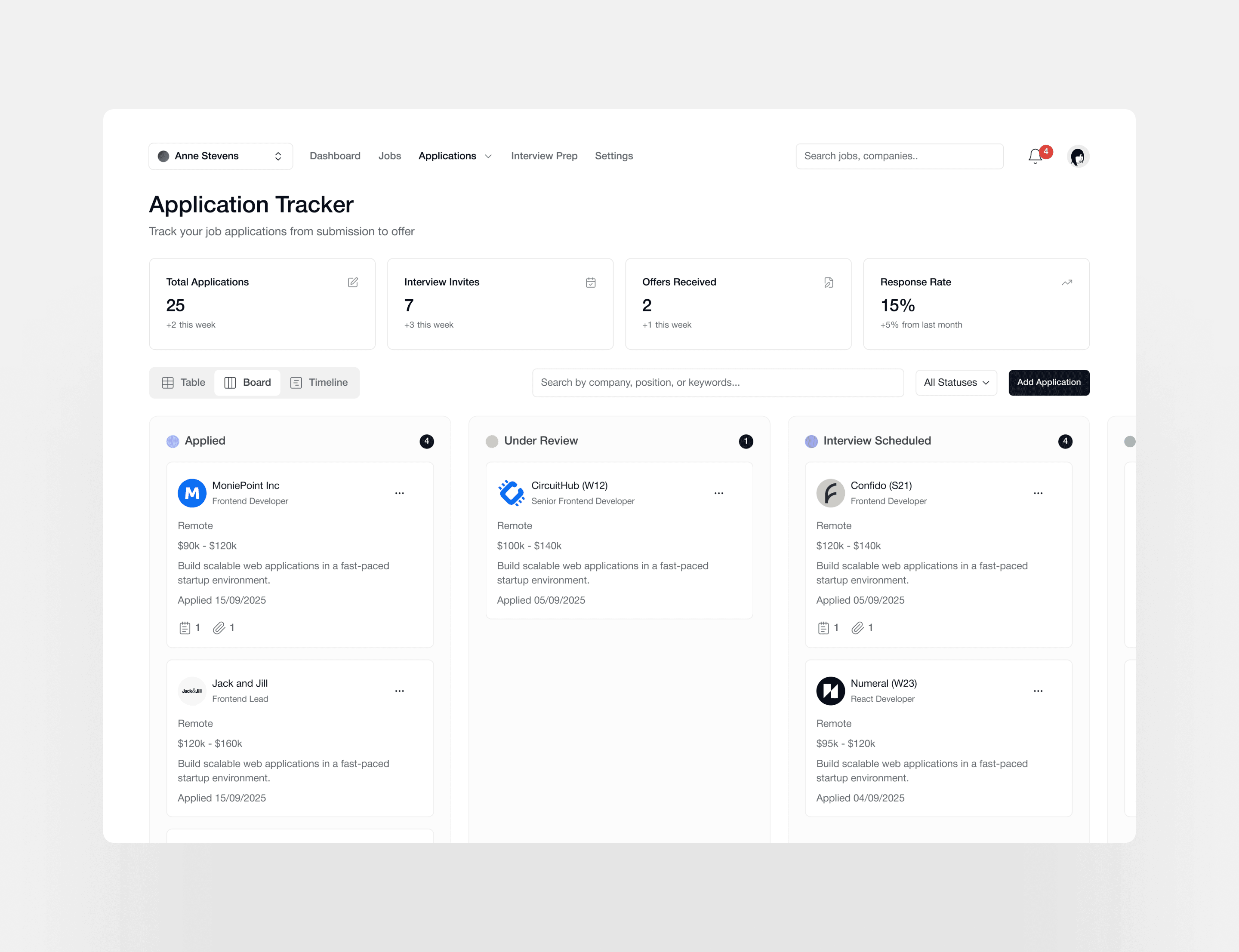 HireWise AI-powered application tracker