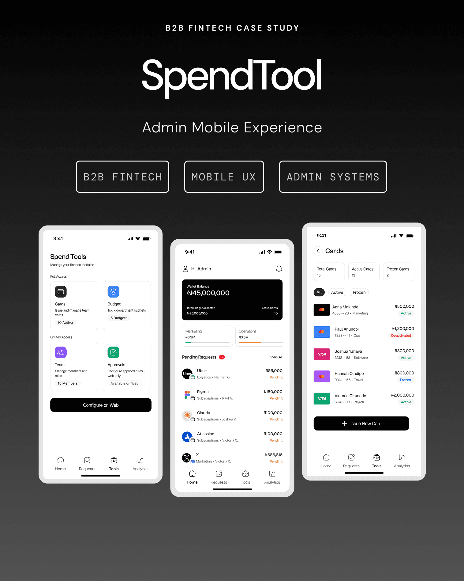 SpendTool — Admin Mobile Experience