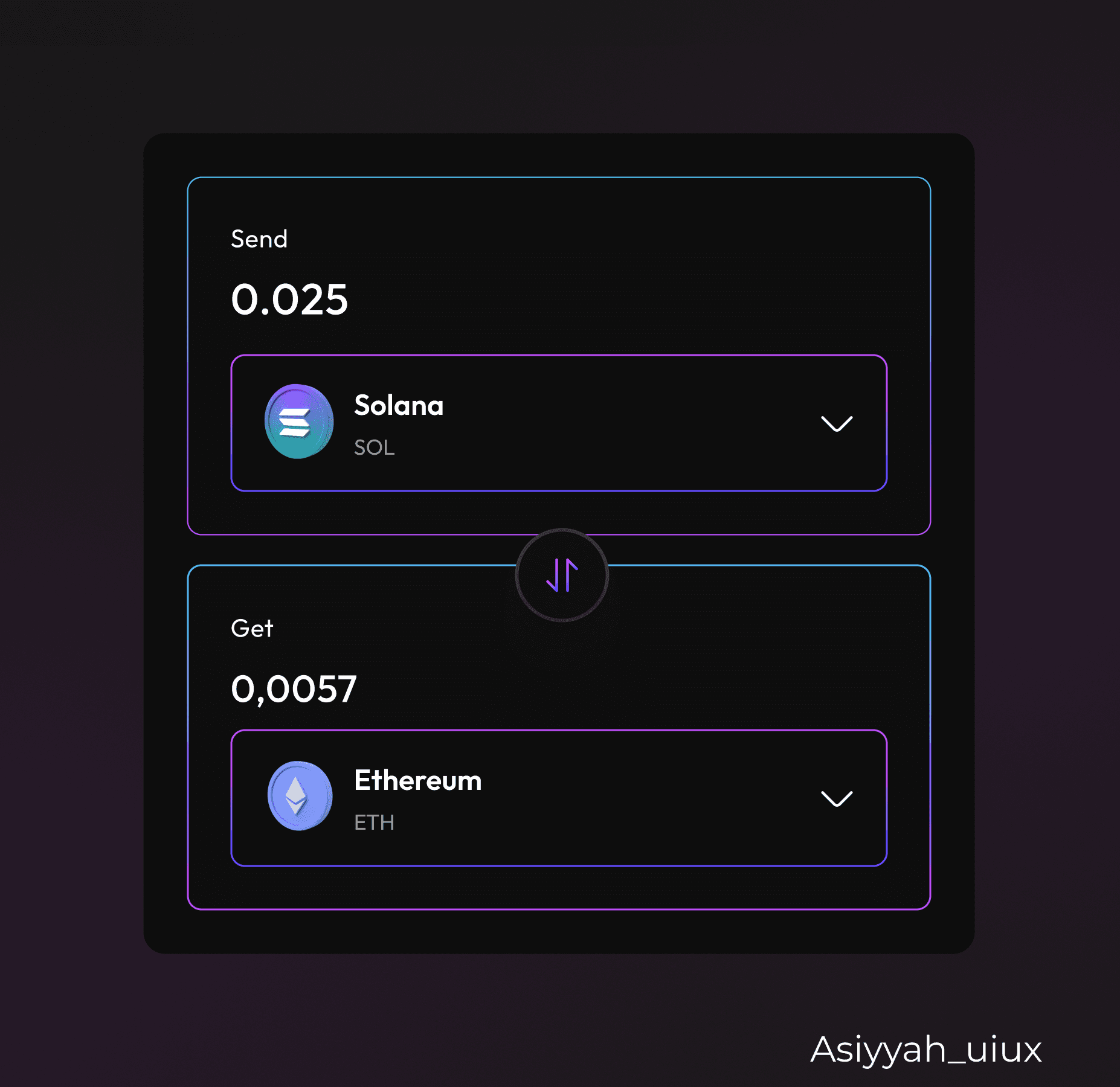 Token swap interface